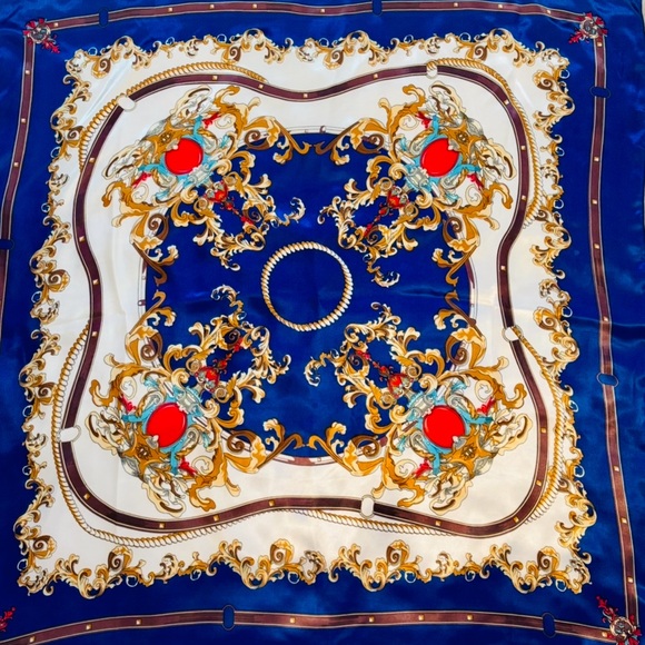 Elegant Blue and Gold Scarf